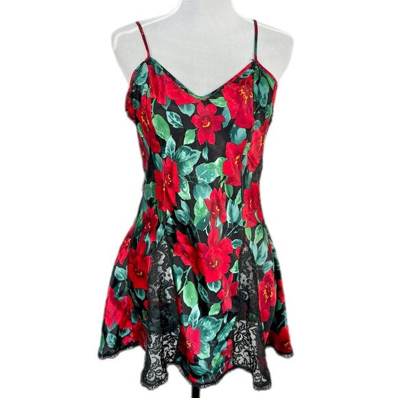 Victoria's Secret Other - Vintage Victoria's Secret Red Floral Lace Trim Nightie - Women's Size M